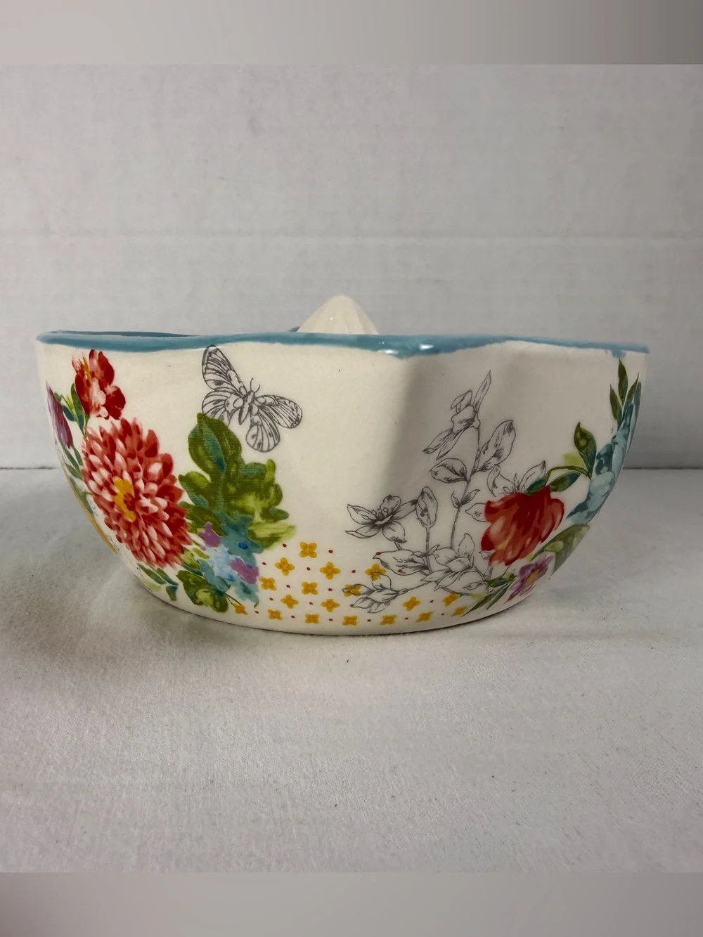 The Pioneer Woman Blooming Bouquet Ceramic Juicer floral pattern teal  handle